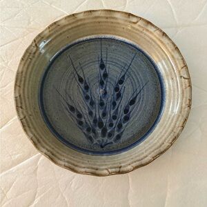 Handcrafted Blue and Tan Ceramic Plate